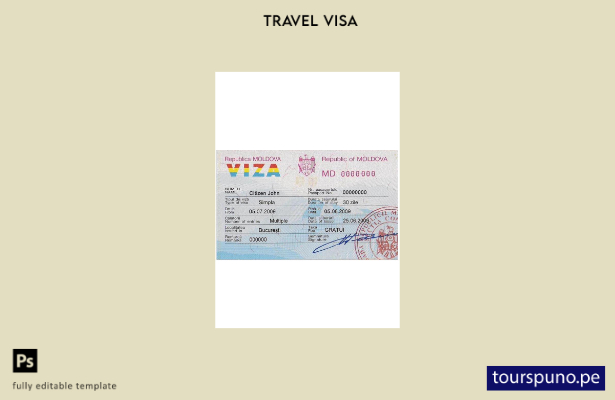 Plantilla de visa de entrada a Moldavia lista para imprimir